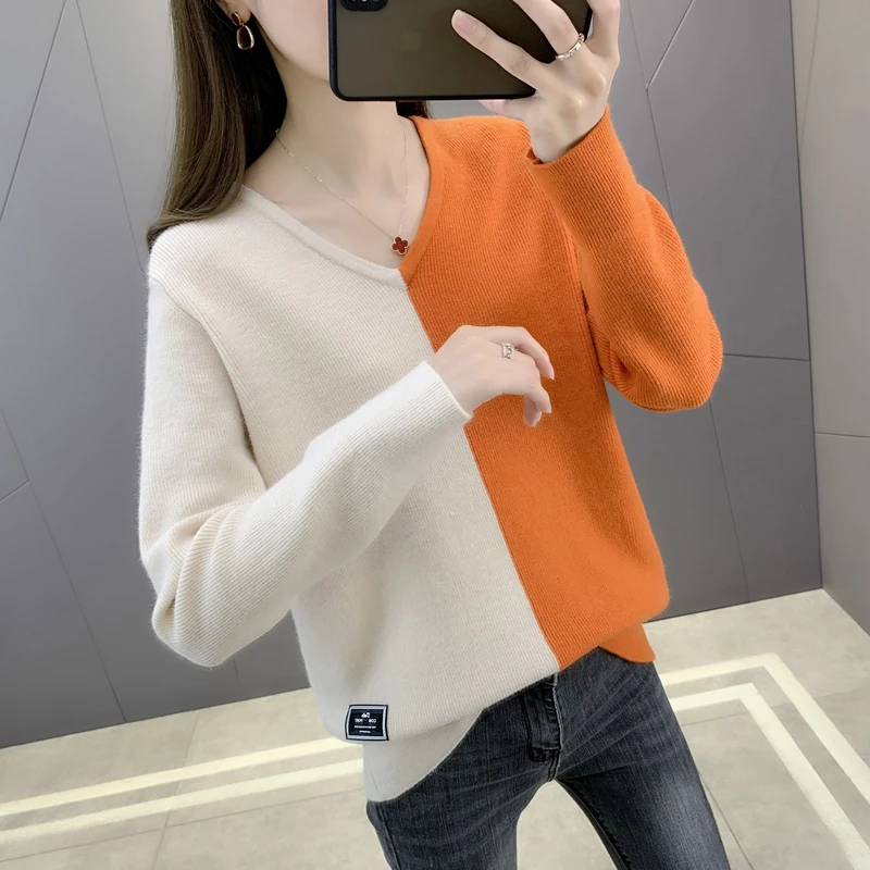 

21204 (3 комнаты, 1 ряд 2) плёнка с V-образным вырезом, подходящая по цвету верхняя одежда с длинным рукавом [1231] 42 вязание, верхняя одежда без подкладки