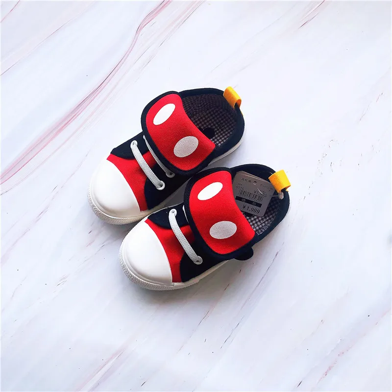 Туфли детские с бантом мягкая Нескользящая холщовая обувь для мальчиков и