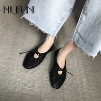 niufuni lace up womens sandals 2021 summer ballet flats soft comfortable grandma shoes hollow dress casual slip on ladies shoes