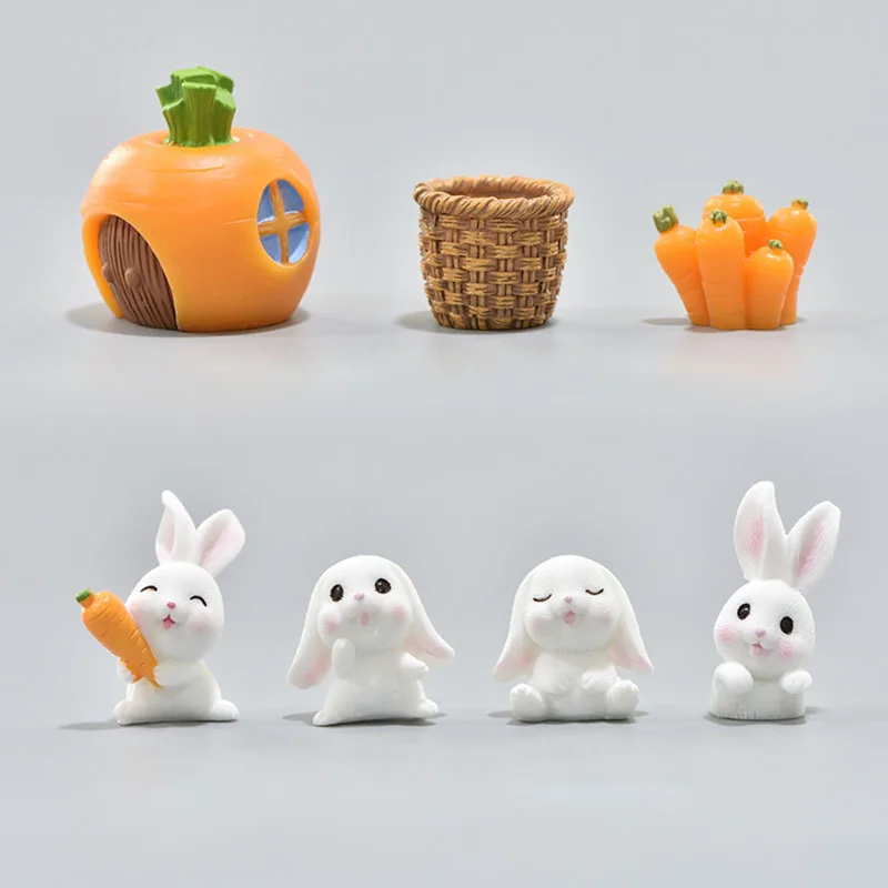 

1Pcs Resin Miniatures Figurine Garden Decor Plant Ornament Cute Bunny Craft Bonsai Home Supplies Micro Landscape DIY Handmade