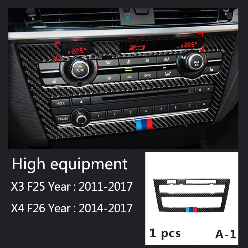 

Углеродное волокно для BMW X3, X4, F25, F26, Автомобильный интерьер, переключатель передач, кондиционирование воздуха, панель CD, крышка дверного под...