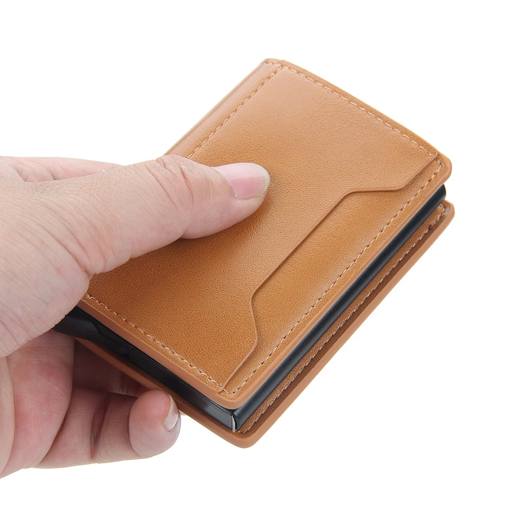

New Card Bag European and American Metal Aluminum Box RFID Automatic Elastic Card Clip Male and Female Bank Card Cover
