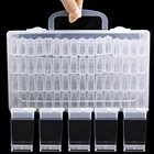 Прозрачная коробка для хранения, 64 бутылки, практичный пластиковый чехол, аксессуары для алмазной живописи, коробка для хранения бижутерии, органайзер, инструменты