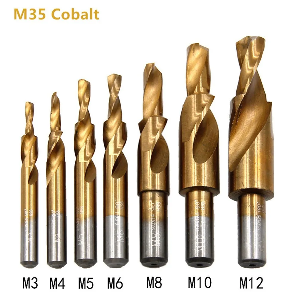 

90/180 градусов M35 Co/HSS ступенчатое сверло с зенкером для сверления металлических стальных отверстий и снятия фаски