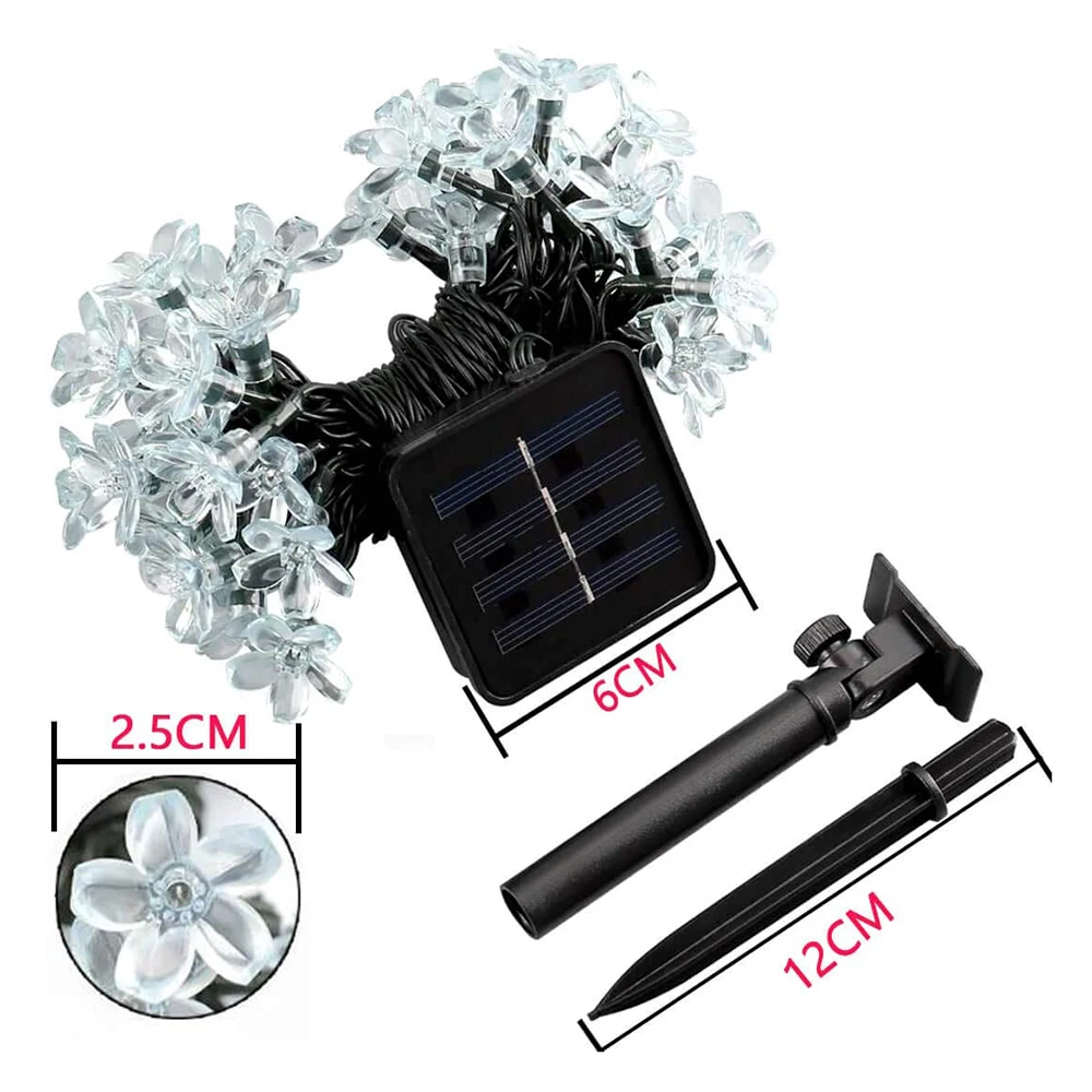 Solar Powered 20/30/50 Led Cherry Blossoms String Lights Outdoor Waterproof for Garden Patio Christmas Tree | Лампы и освещение