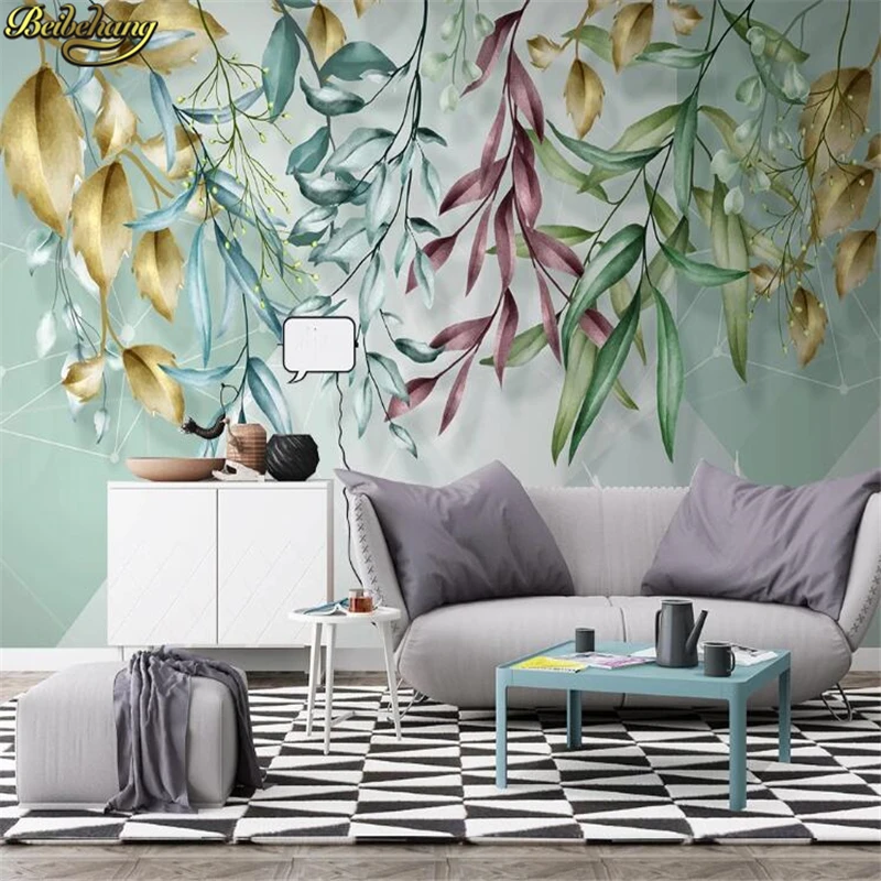 beibehang custom Fresh green leaf background wall paper 3d seamless mural any size TV backdrop murals photo wallpaper roll | Обустройство