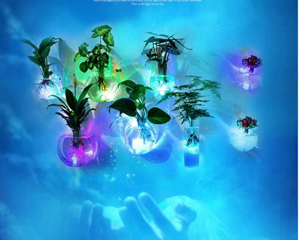 1 шт. креативные настенные стеклянные вазы со светильник кой террариум