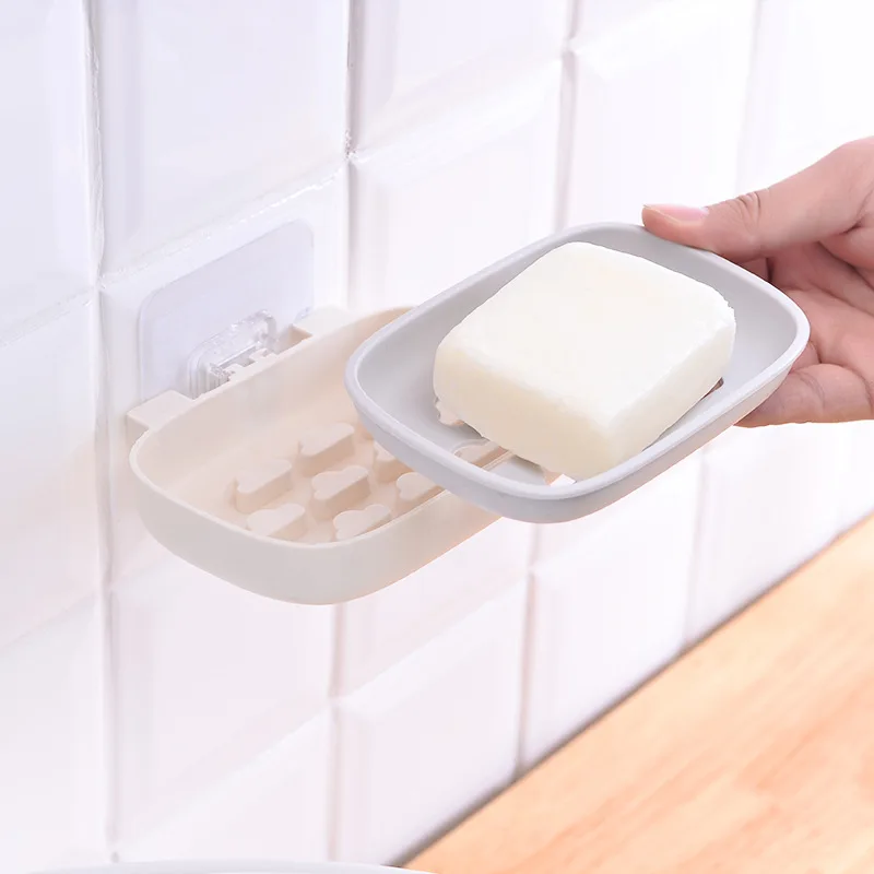 Punch-Free Double-Layer Soap Box Bathroom-Mounted Drain Rack Bathroom Portable Viscose Holder Home Convenient Washing Hand | Обустройство