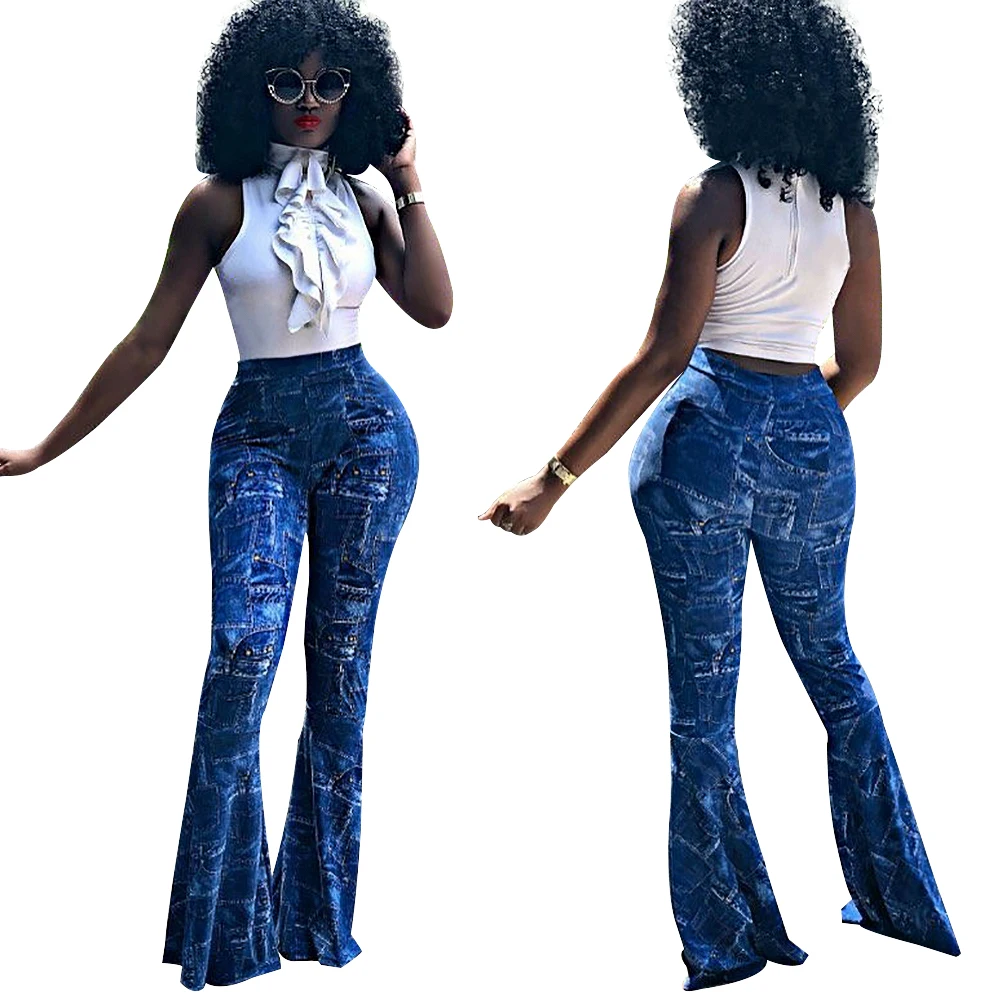 Wjustforu клетчатые лоскутные расклешенные джинсы для женщин клеш девушек