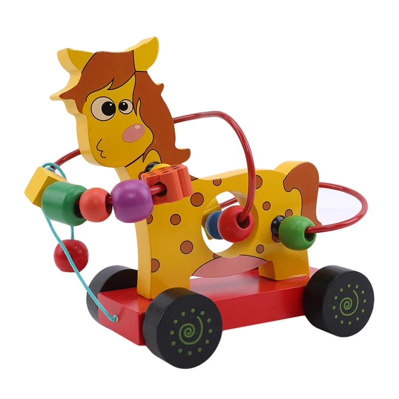

Baby Infant Wooden Toy Educational Duckling Trailer Toy Mini Around Beads Learning Game Multicolour Wooden Children Kids Puzzle