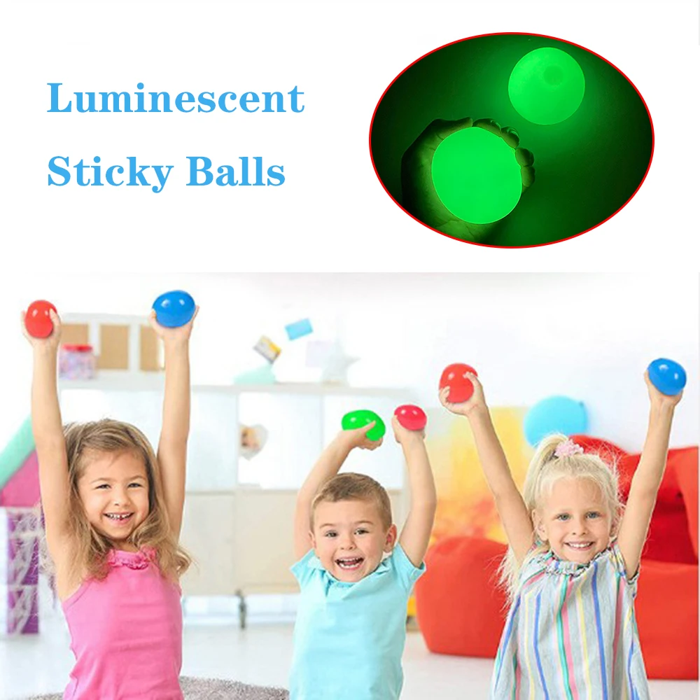 

Люминесцентные клейкие шарики 45/65 мм, накладные на потолок, настенные шарики, клейкие шарики для Сквош-мячи, шарики для детей