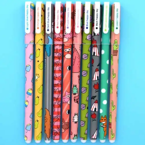 J-Cactus Owl 10 Pcs/Color Gel Pen Unicorn Flamingo Animal Starry Sky Flower Kawaii Pens Cute Korean Stationery Painting School Supplies - Цвет: J-Cactus Owl