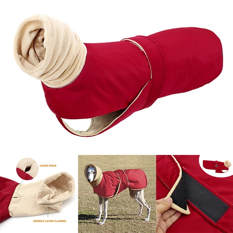 

Зимняя одежда для собак, водонепроницаемая Толстая куртка для собак, одежда, черная теплая куртка для собак с поводком и отверстиями для сре...