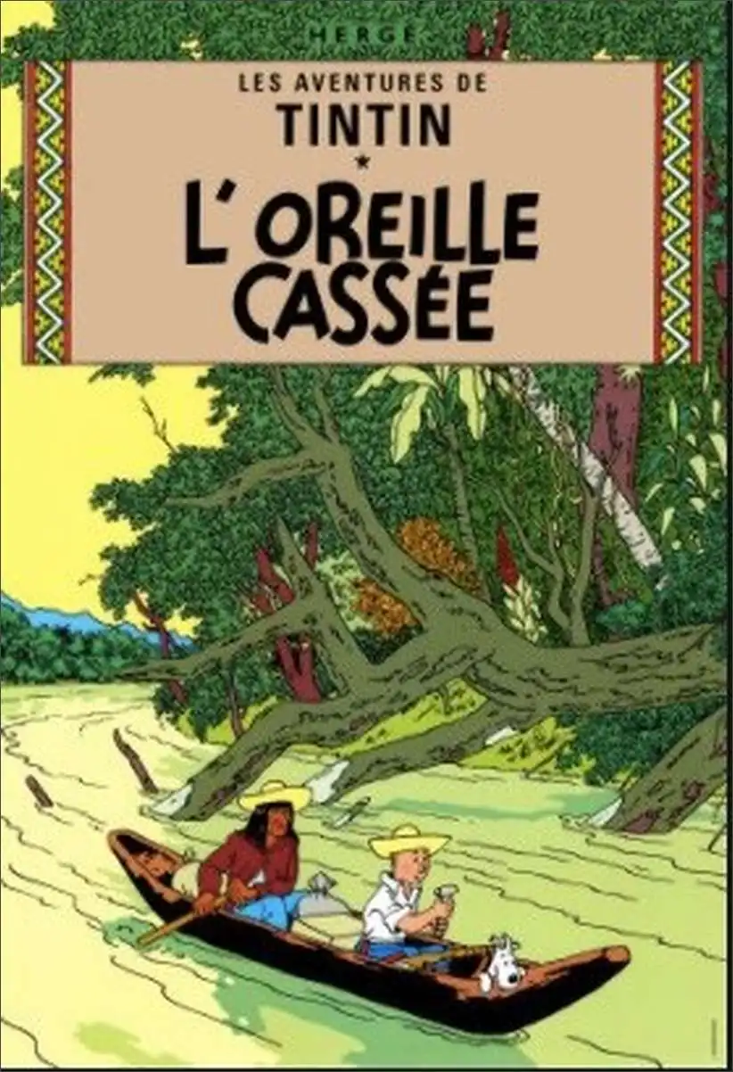 L'Oreille Cassee River Tintin adventure Comics Ретро Винтажный Классический постер Холст Картина