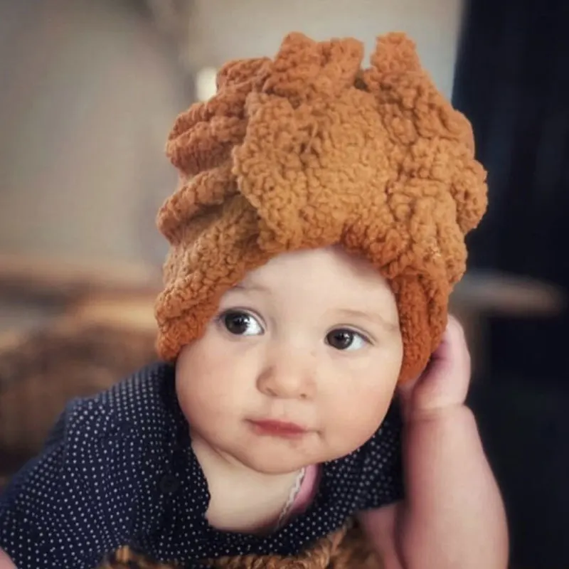 

Children's Lamb Wool Hats Indian Bow Hats Pullover Cap Cute Knot Head Wraps Baby Kids Bonnet Beanie Newborn Photography Props