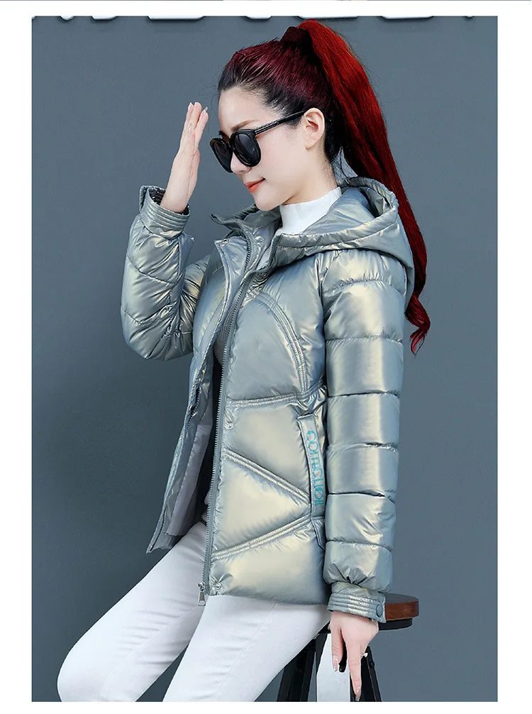 

Beardon Autumn Winter Women's Coats Fashion Glossy Hooded Parkas Winter Jacket Women Shinny Padded Cotton Coat