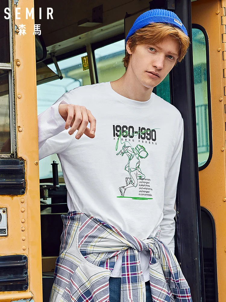 Мужская футболка с длинным рукавом и круглым вырезом весна 2020 | одежда