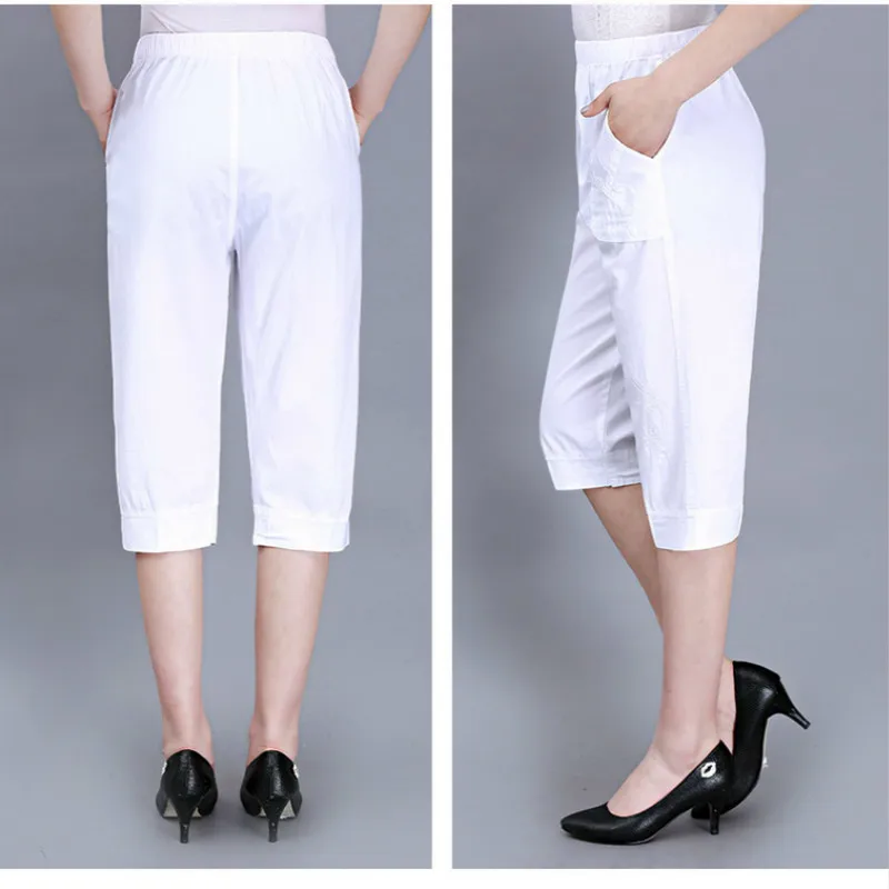 Новые Модные капри для женщин среднего возраста 2020 года летние повседневные