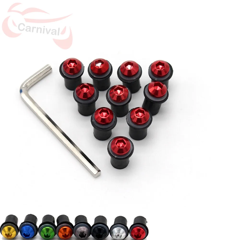 

5mm 10Ps Motorcycle Windshield Nut Bolt Kit For HONDA cbr 600 rr / f4i / f4 vfr 800 steed 1000rr cb1000r