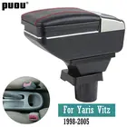 Автомобильный подлокотник для Toyota Yaris Vitz 1998-2005, хэтчбек, центральная консоль, коробка для хранения, выдвижная, вращающаяся, с отверстием для чашки, USB светодиодный подсветка