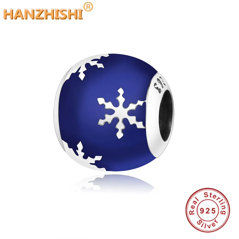 925 пробы с серебристыми снежинками бусины эмалью изображением синей подходят к