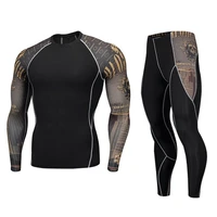 2021 new mens compression set running tights workout fitness training tracksuit long sleeves shirts sport suit rashgard kit 4xl