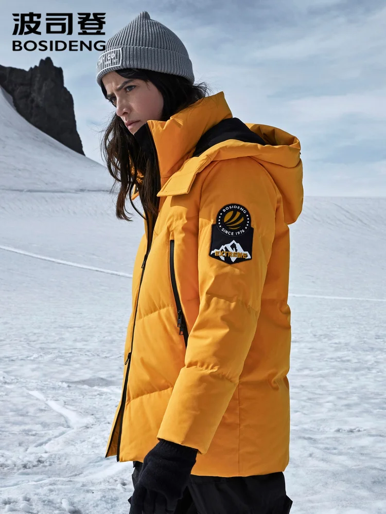 Новый Зимний женский пуховик BOSIDENG короткое гусиное пуховое пальто теплый