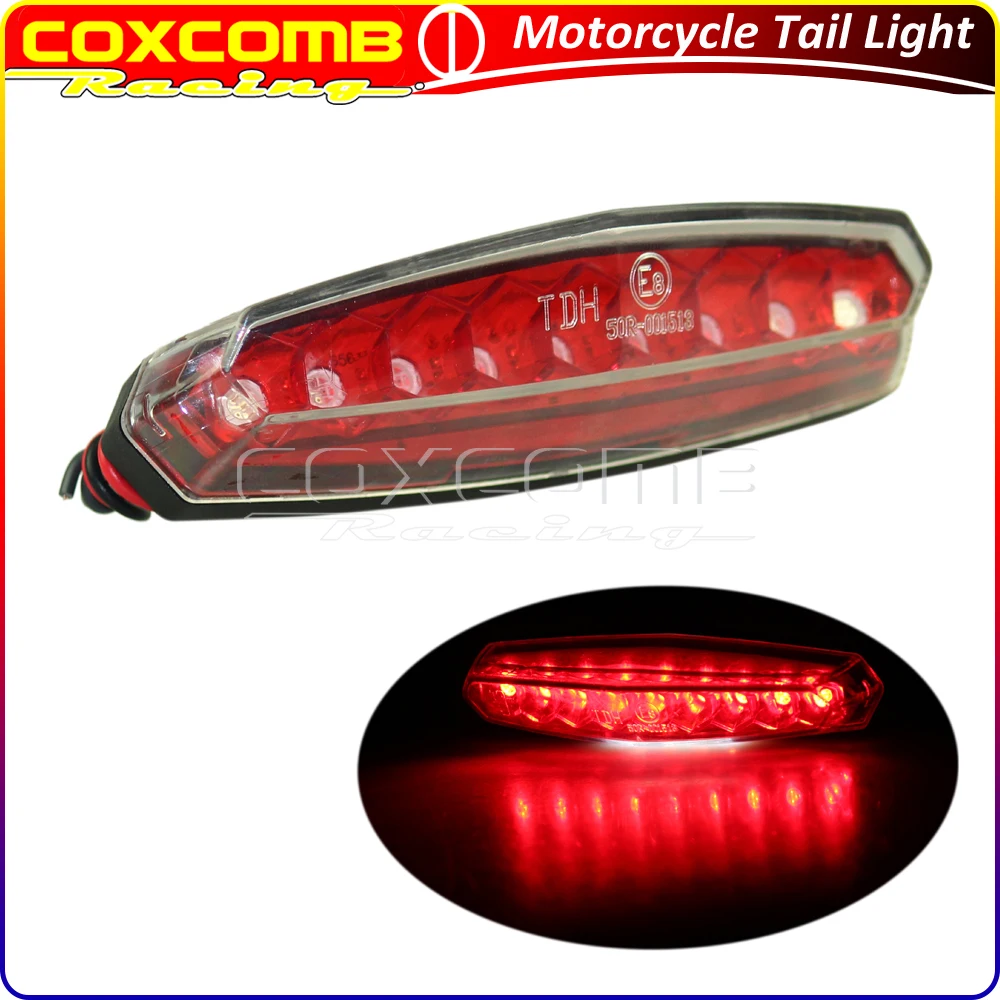 Motorcycle LED E-Mark E8 Brake Taillight For Harley Honda Yamaha Suzuki Cafe Racer License Plate Lamp Warning Signal Lights