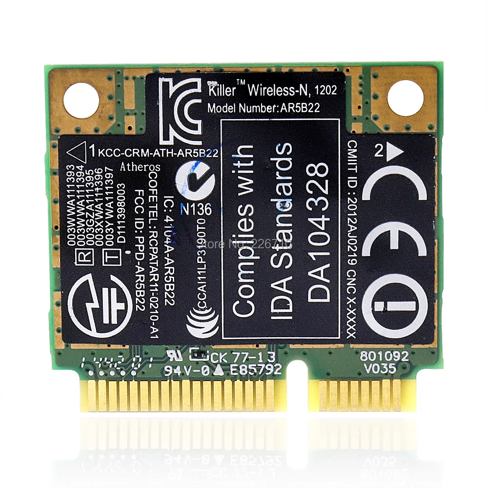 Killer N1202 AR5B22 Двухдиапазонная 802.11n 2 4/5 ГГц + BT 4 0 Беспроводная Wi-Fi карта для Bigfoot Dell 0CTJ7G