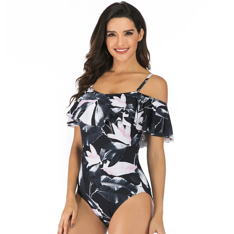 

Suspender Printed Swimsuit With Various Wearing Methods