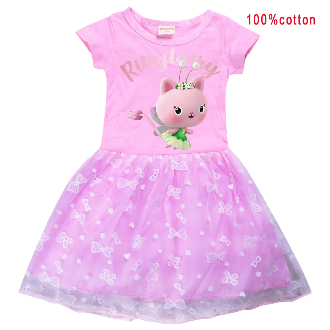 Детское Сетчатое платье принцессы эластичная летняя футболка с изображением