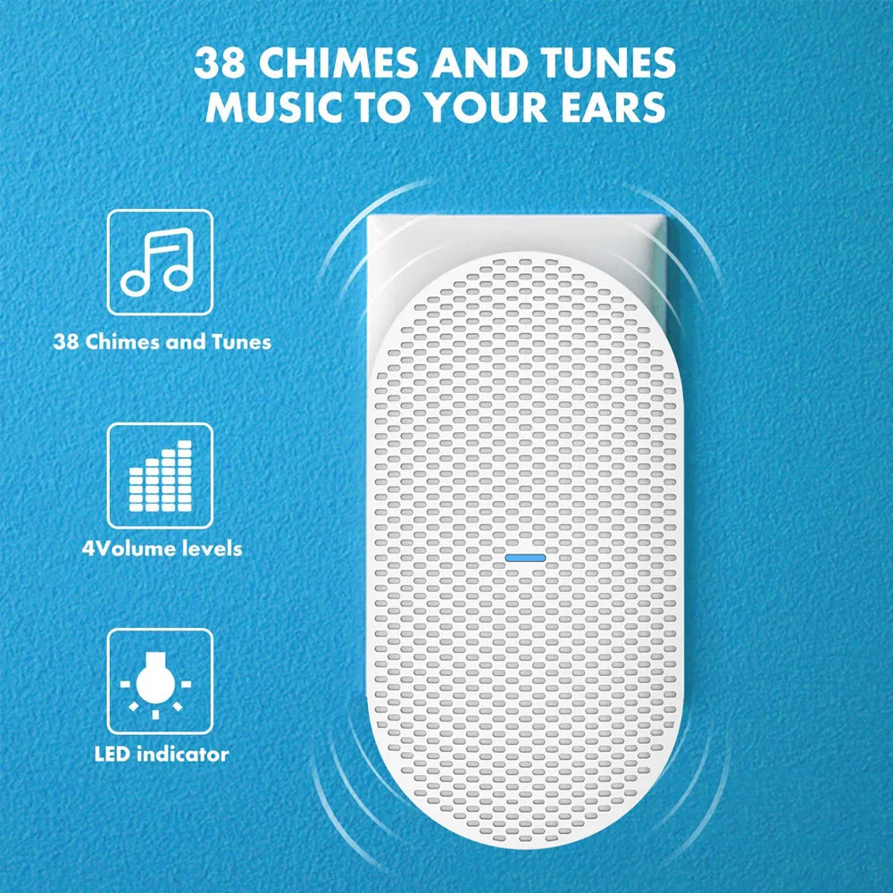

EKEN Wireless Doorbell Receiver Doorbell Indoor Chime Ding Dong With 38 Tune Songs For EKEN V7 V6 V5