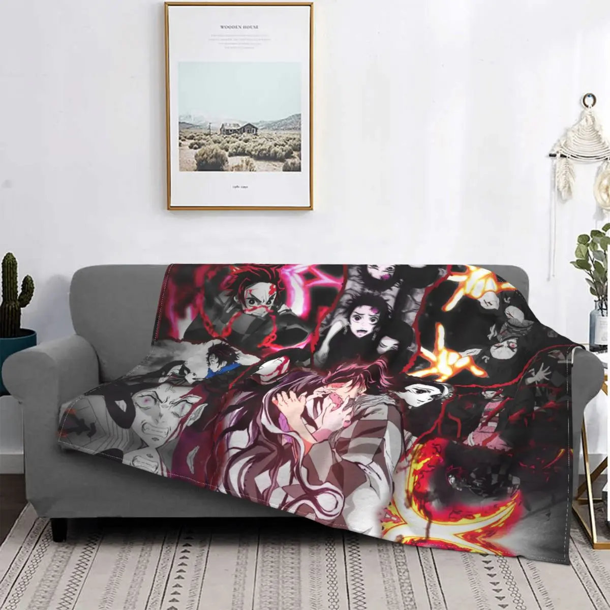 

Kamado Nezuko Kamado Tanjirou омертвевший Дека Samt Sommer Kimetsu Keine Yaiba одежду аниме Decke