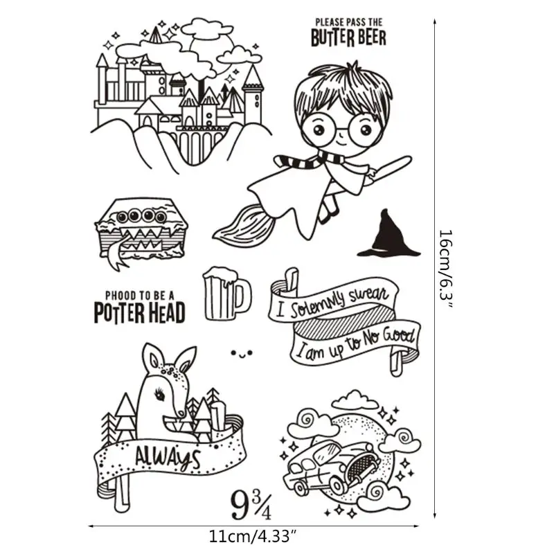 

Castle Riding Broom Boy Silicone Clear Seal Stamp DIY Scrapbooking Embossing Photo Album Paper Card Craft Art New Dies For 2020