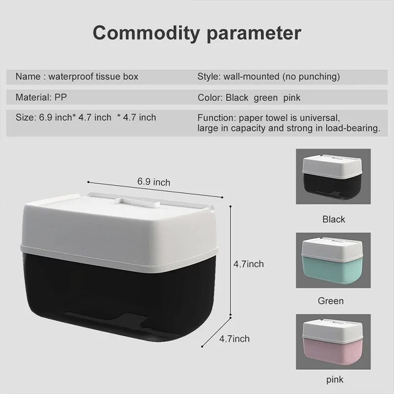 

Waterproof Wall Mount Toilet Paper Holder Shelf For Toilet Paper Tray Roll Paper Towel Holder CaseTube Storage Box Tray-40