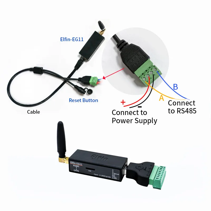 

Elfin-EG11 Serial Server Serial Port Device Connect to Network GPRS Modbus TPC IP Function RJ45 RS485 to GSM GPRS Serial Server