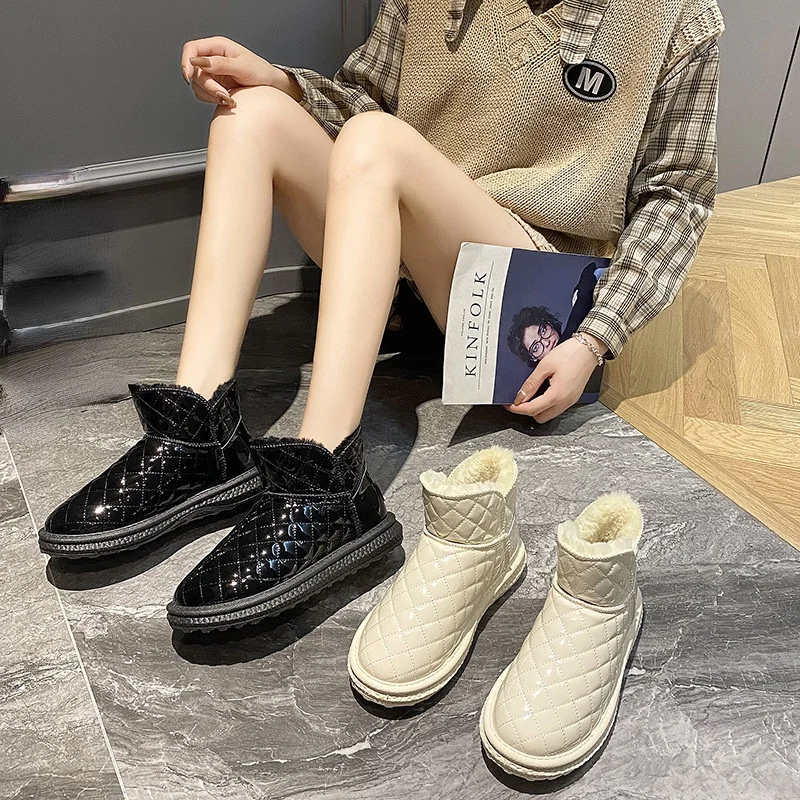 

2022 модные зимние новые стильные бархатные одноступенчатые зимние ботинки, повседневные ботильоны на низком каблуке