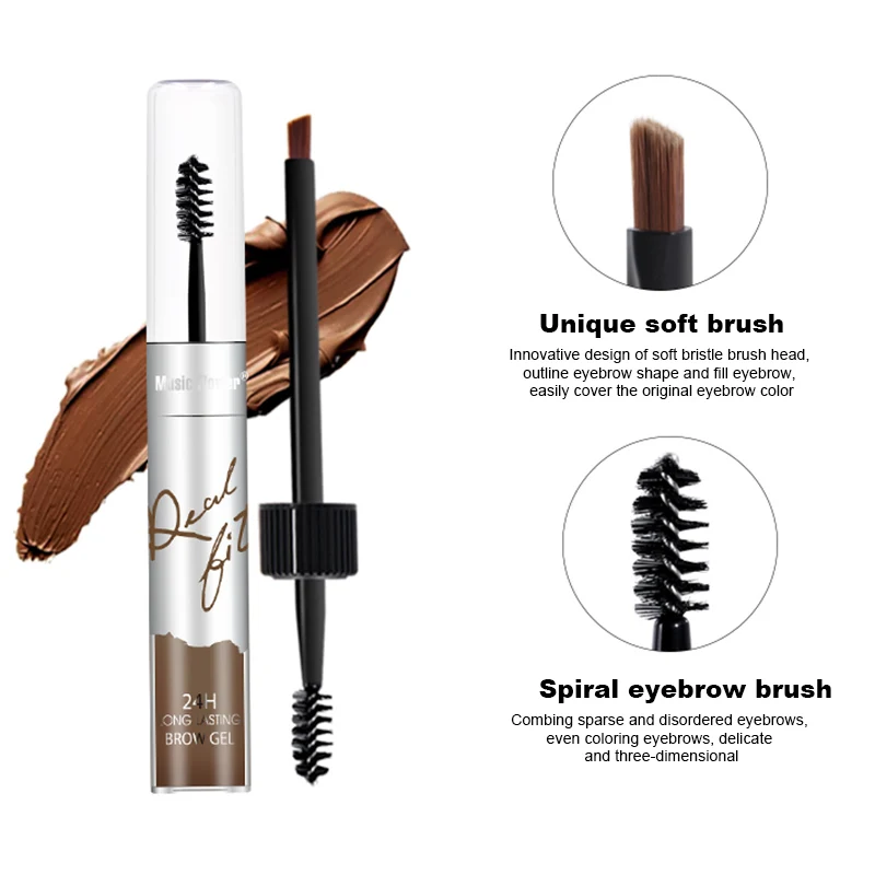 Крем для бровей с оттенком усилитель двойная головка стойкий водостойкий гель