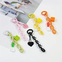 cute trendy ins jelly acrylic chains keychain creative tableware decor couples keyrings for airpods bag phone bakpack pendant