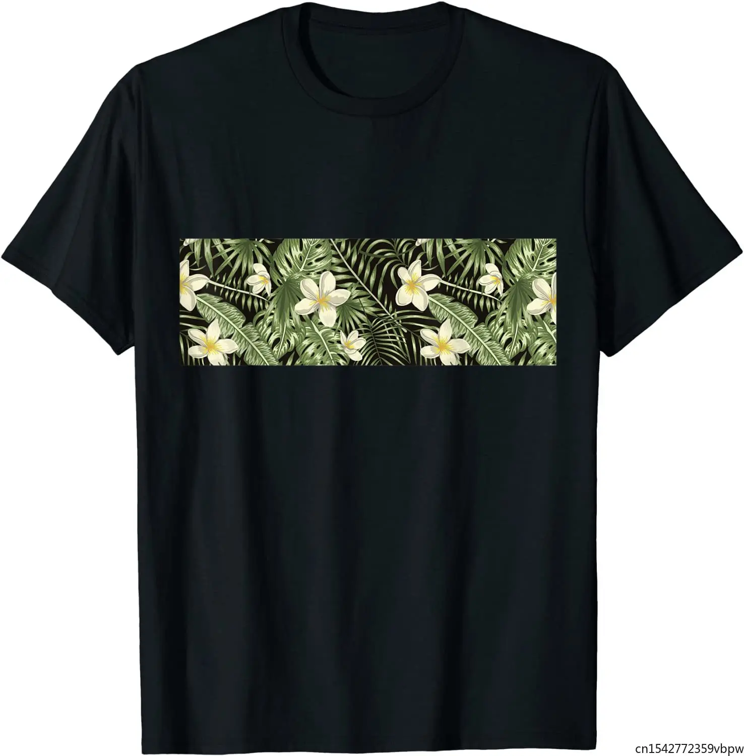 

Tropical Plumeria Flower Palm Leaf Hawaiian Island Summer T-Shirt Unisex Tee