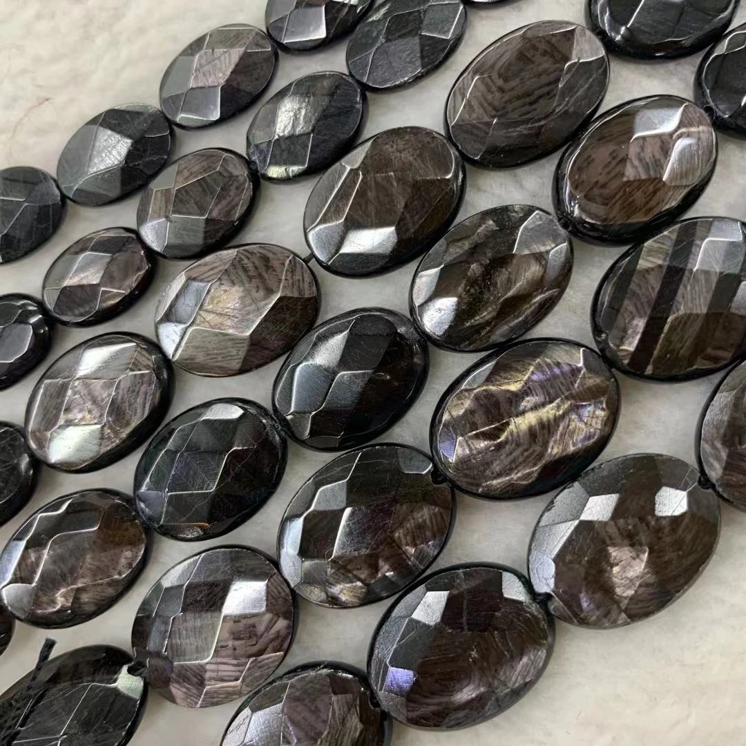 

Oval Faceted Black Hypersthene Stone Beads Natural Gem stone Diy Loose Beads For Jewelry Making Strand 15" Wholesale !