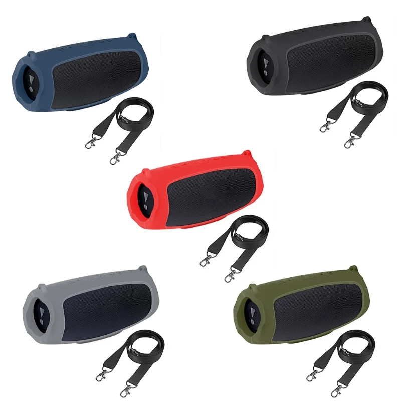 

Silicone Case Cover Protective Skin With Strap Carabiner for J-BL Charge 5 Bluetooth Speaker Pouch Sleeve 1pc