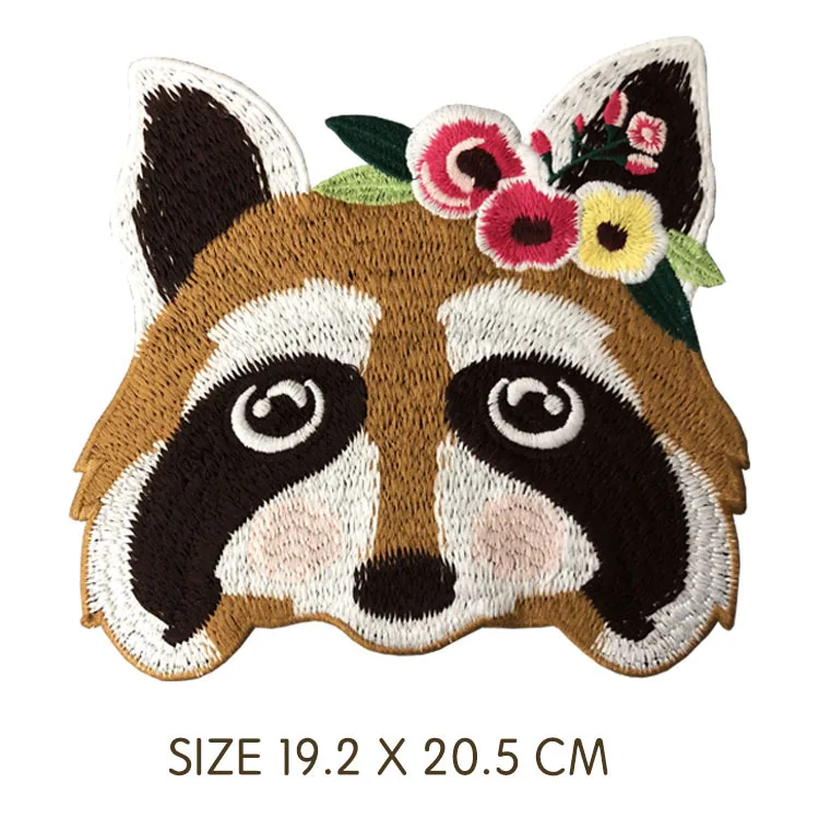 Вышивка большой лиса патч для куртки мультфильм значки с животными вышитые