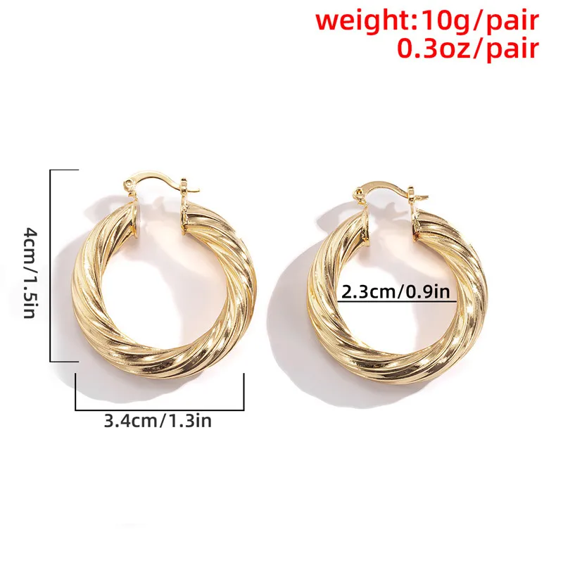 

Simple Retro Geometric Round Earrings High-end Luxury Female Jewelry Personality Street European American Style Spiral Earrings