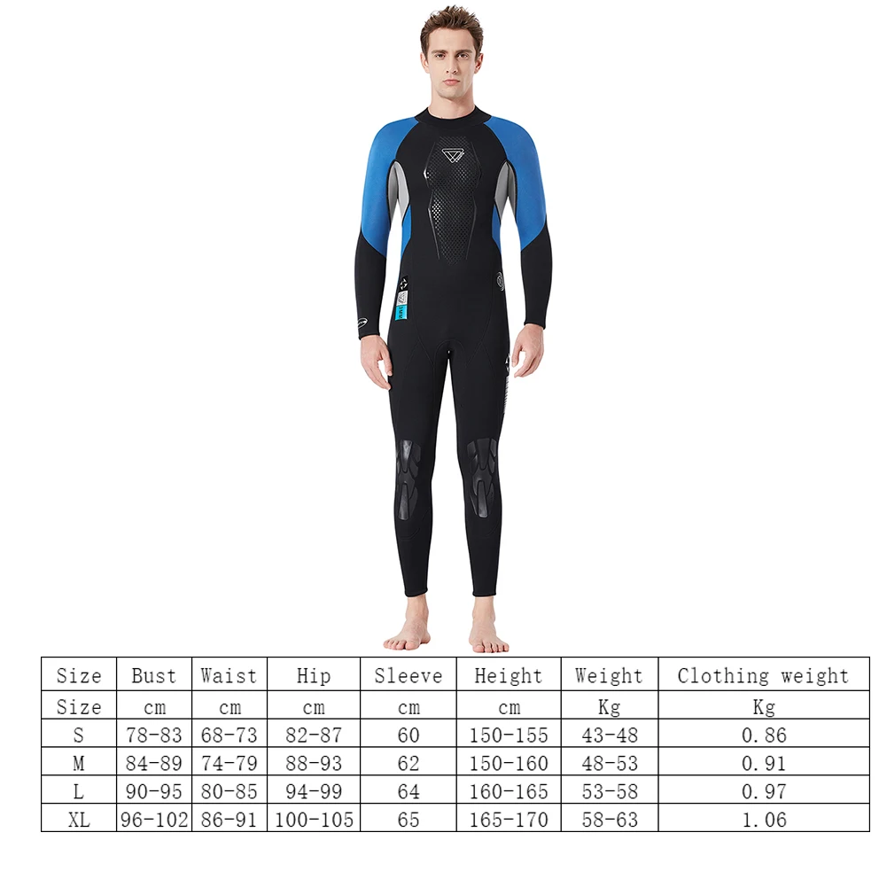 

Men's Full Body Wetsuit 3mm Men Neoprene Long Sleeves Dive Suit Winter Warm Wetsuits Swimming Surfing Kayaking Equipment