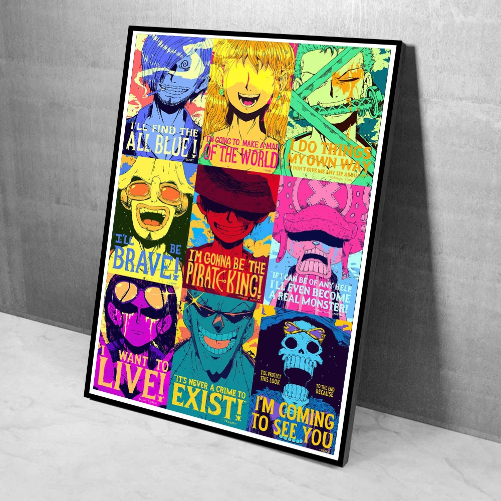 

Popular Hot-blooded Anime Posters Classic Comic Character Quotes Canvas Painting Colorful Cartoon Pictures Kid Room Wall Decor