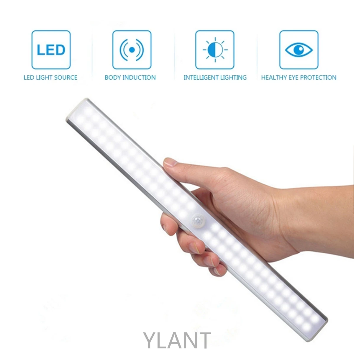 

Ylant Wireless USB Rechargeable LED Night Light Motion Sensor Light Cabinet Wardrobe Lamp for Kitchen Staircase Backlight