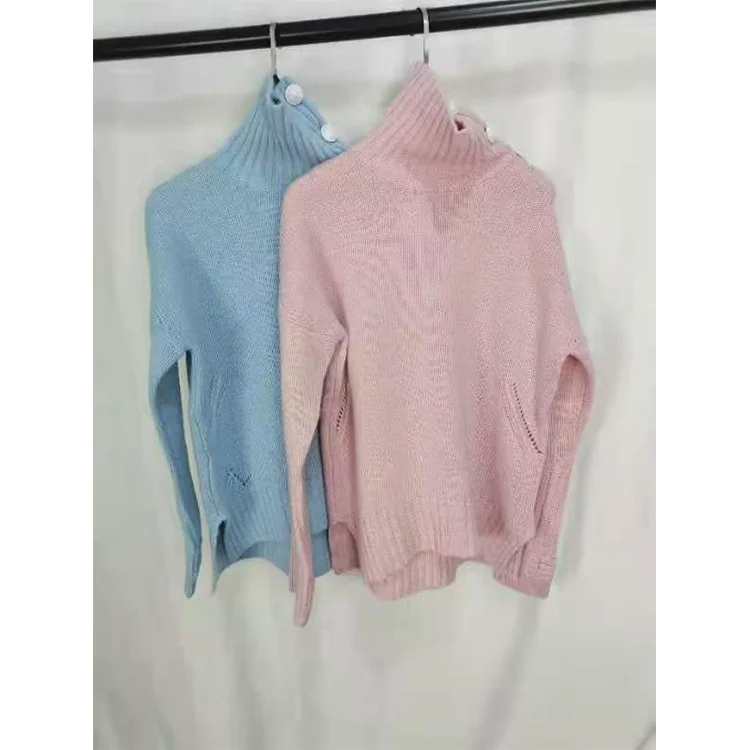 

Водолазка 100%, кашемировые свитера, Женский однотонный джемпер с длинным рукавом и пуговицами