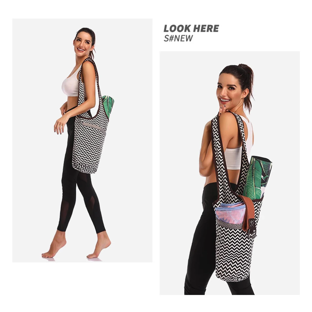 

Printed Sports Canvas Fashion Single Shoulder Washable Large Capacity Portable Fitness Zippered Wear Resistant Yoga Mat Bag