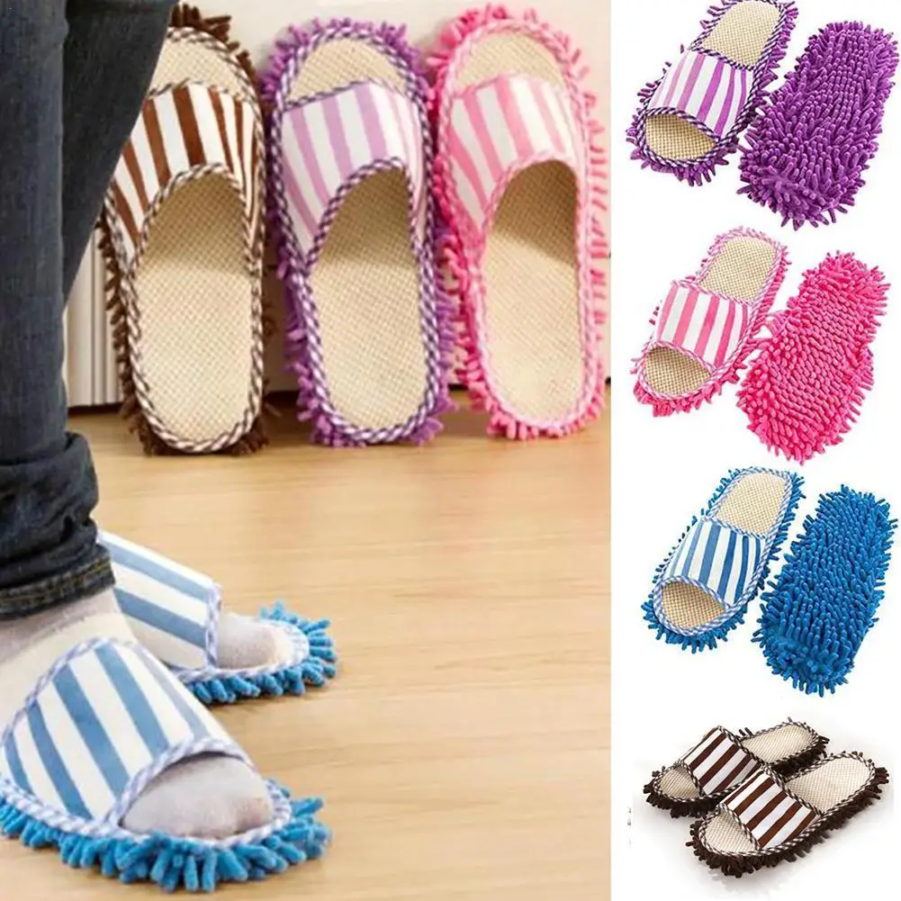 

1 Pair Dust Mop Slipper Shoes House Floor Microfibre Fabric Polishing Lazy Dusting Cleaning Foot Shoes Cover Floor Cleaning